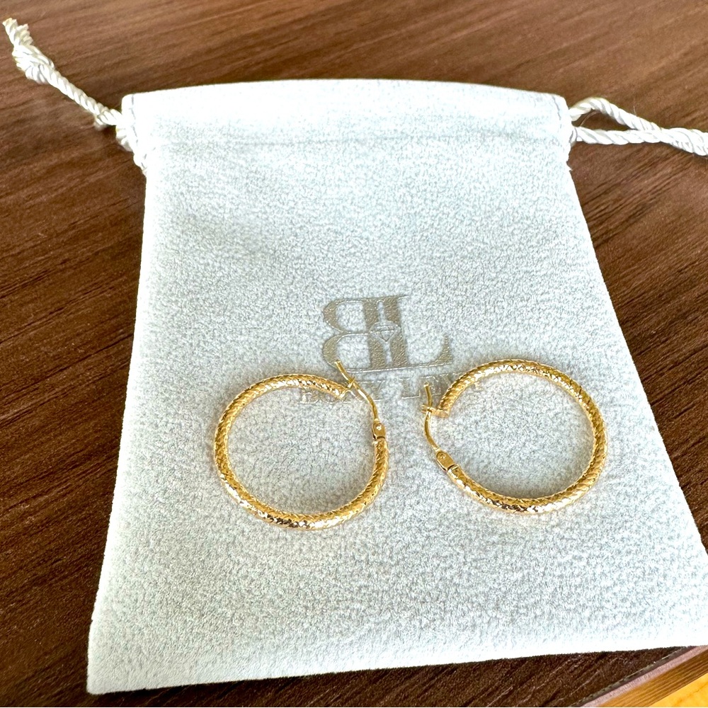Bony Levy 14K textured hoop earrings